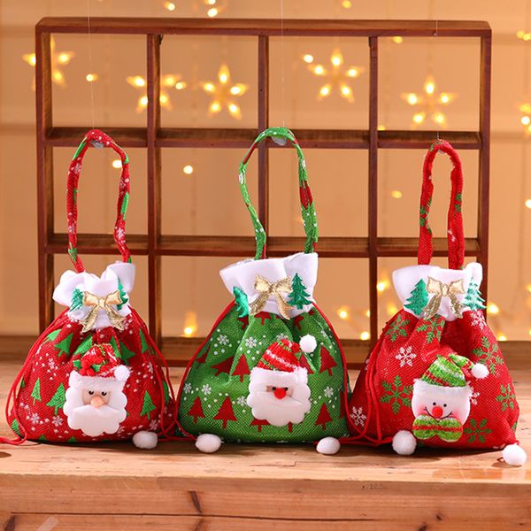 20 * 24 cm Sacos de Navidad para regalos y regalos Decoraciones para árboles de Navidad Adornos de decoración interior en 3 ediciones Bolsas de dulces CO543