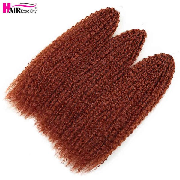 20-28 pulgadas Afro Kinky Twist Crochet Trenzas Cabello Ombre Extensiones de trenzado Marly para mujeres Marrón 613 Expo City 220610