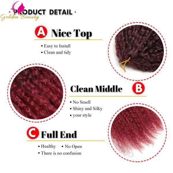 20-28 pouces Afro Yaki Kinky Curly Crochet Traidement Hair Extensions Marley Cheveux synthétiques CROCHET CHELS POUR FEMMES NOIRES BEAUTÉ GOL