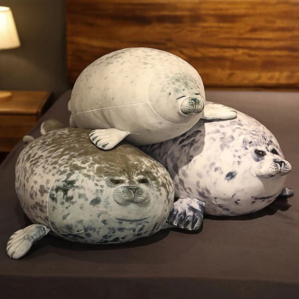 20/30/40/60 cm en colère Blob Seal oreiller joint en peluche 3D nouveauté peluche poupée doux animal lion de mer bébé dormir jouet cadeaux pour enfants 240228
