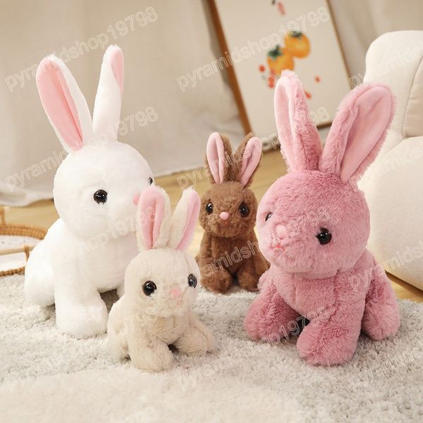 Peluche lapin blanc réaliste, 20/30/40cm, Kawaii, animaux en peluche pour enfants, poupées douces, cadeau d'anniversaire pour filles