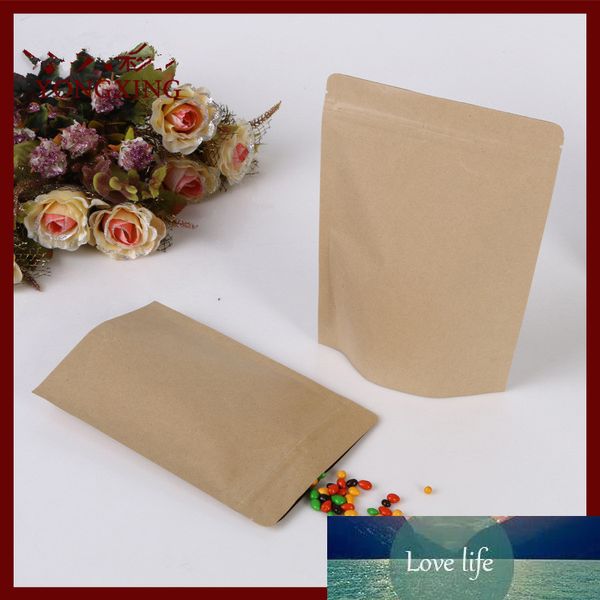 20*30 + 5 10 pièces sacs en papier kraft brun debout pour cadeaux bonbons et bonbons nourriture thé bijoux emballage au détail papier