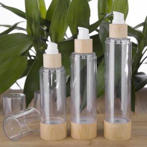 20/30/50/80/100/120ml Bamboe Cosmetische Monstercontainers Emulsie Lotion Bamboe vacuüm Airless Pompflessen F2687 Gmbpg Todvm