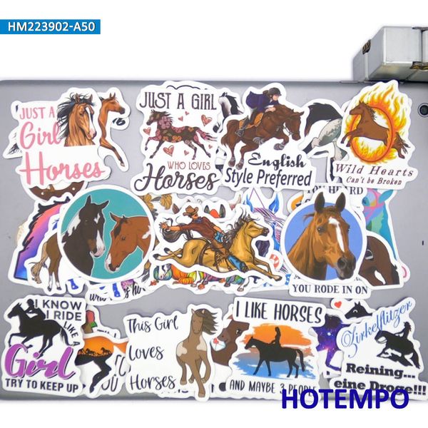 20/30 / 50pcs Love Horse Slogan autocollants dromécrasseurs rétro pour ordinateur portable à bagages à skateboard de skateboard