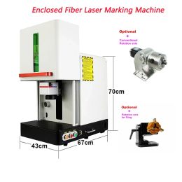 Machine de marquage de plaque signalétique Laser à Fiber fermée 20/30/50W, Options MAX Raycus JPT EM7, mise à niveau de l'axe de Rotation, axe du rouleau roulant