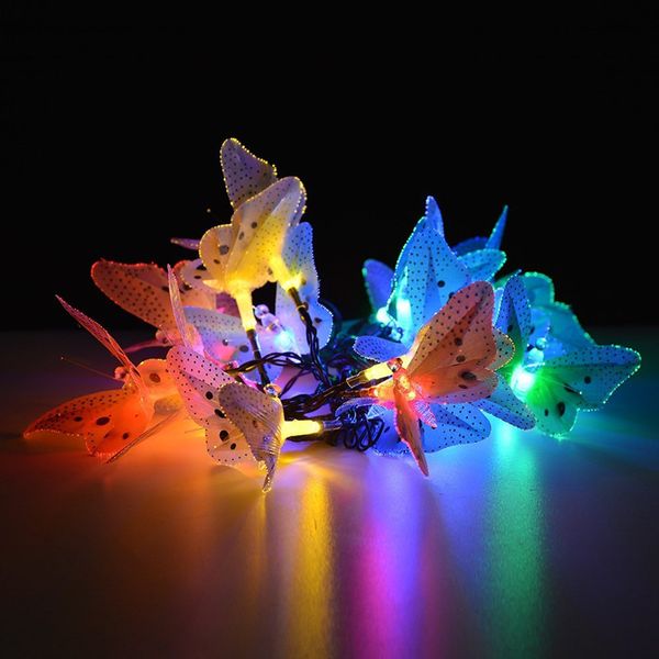 20/30 Led solaire alimenté papillon Fiber optique fée chaîne lumières étanche noël extérieur jardin vacances décoration lumière