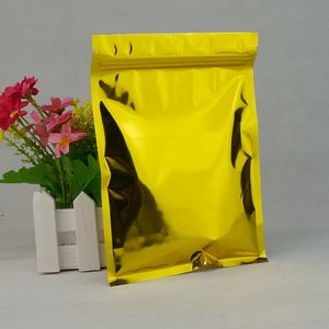 20 * 30 cm handschoenen zak, 100 stks / partij x gouden aluminium folie ziplock tas-opslag sjaal verpakking pouch rits slot hersluitbare, kleding verpakking tassen