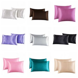 20*30 inch satijnen kussensloop Home Multicolor Ice Silk Pillow Bus Dubble Face Envelop