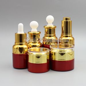 20 flacons compte-gouttes en verre rouge de 30 ml G haut de gamme flacon vide bouteille contenants de parfum d'huile essentielle avec pipette 1 oz bocaux de contenant de cosmétiques