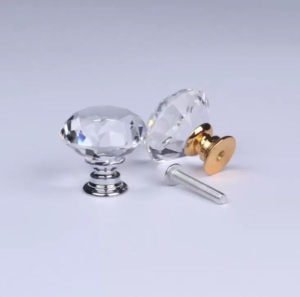 Perillas de cristal con diseño de forma de diamante de 20-30mm, tirador de cajón de armario, puerta de armario de cocina, manijas de armario, Hardware dh8700