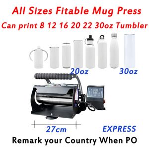 20 30 oz toutes les tailles Machines à sublimation gobelets presse à chaud tasse sous imprimante COV pour presque les pays avec tampon de tasse par express