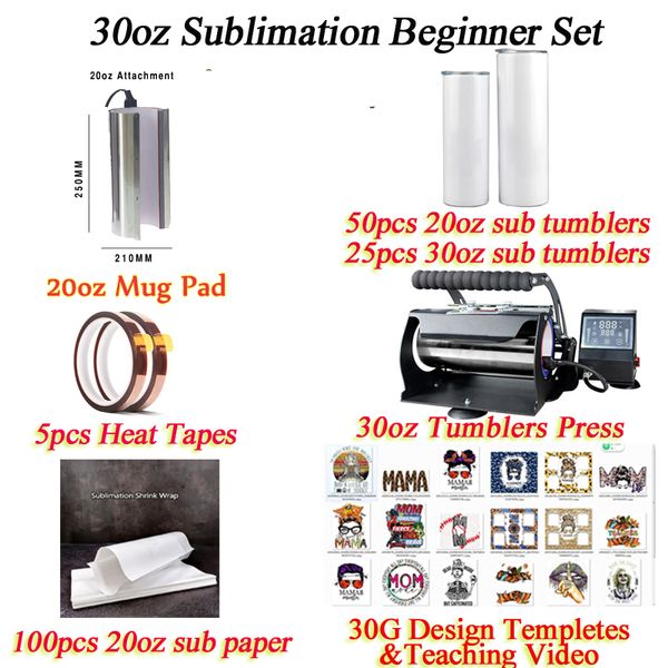 20 30oz Sublimation Machines gobelets Heat Press cup sub Printer VOC For Presque Country with Mug Pad