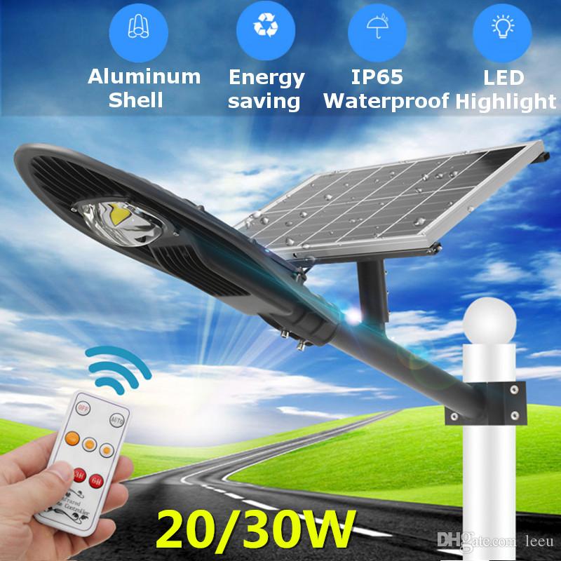 20 / 30W Waterdichte Zonne-Street Light LED Solar Radar Sensor Road Lamp met Lamp Arm AC110-220 V LED Industrial Light