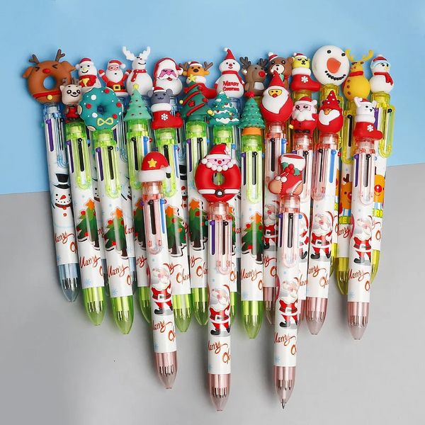 20/40pcs Kerst 6-kleur Druk Balpen Cartoon Kantoorbenodigdheden Student Handbediende Pen Creatieve styling Vrolijke Geschenken 231220