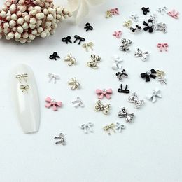 20-40pcs Mini ruban arc noix de perle différentes couleurs alliages alliages nail art hingestones décorations manucure parties fournitures charmes 240506