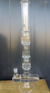 Conduites d'eau en verre de grande taille de 23 pouces Bongs en verre avec perc à trois couches et bol en verre à joint rond de 18,8 mm
