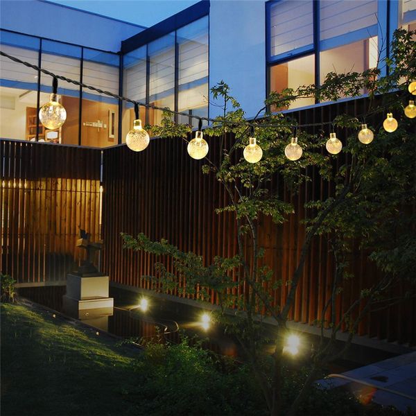 20/50 LED S boule de cristal 5 M/10 M lampe solaire puissance LED chaîne fée lumières solaires guirlandes jardin décor de noël pour l'extérieur