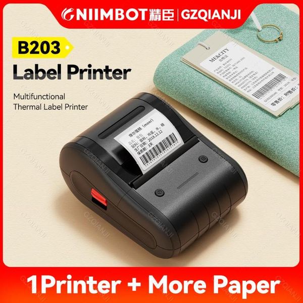 Impresora de etiquetas térmicas de 20-50mm más rollos de papel multifuncional Mini fabricante de pegatinas de código de barras manual Niimbot B203 mismo B21