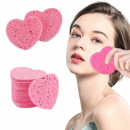 20/50 Stuks Hartvormige Gezicht Spge Remover Tool Natuurlijke Houtpulp Cellulose Compr Cosmetische Bladerdeeg Facial Wing Spge make-up V7Dr #