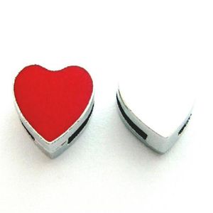 20 50 UNIDS / lote 8 MM Corazón Rojo Diapositivas Encantos DIY Accesorios de Aleación Aptos para 8 mm Pulsera Llaveros Joyería de Moda 285r