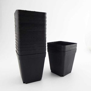 20/50 stks / partij PE Plastic Black Color Flower Pots Garden Planters Creatieve Kleine Small Square voor succulente planten Plantaardige 210615