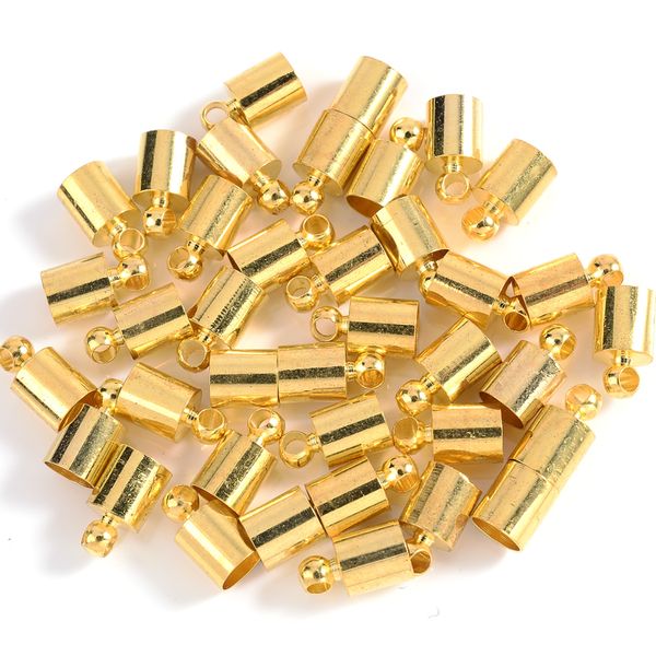 20-50pcs / lot Pildel en cuir cordon de cordon de pointe Bouchons à sertiers Perles de pointe de pointe Connecteurs pour le collier de bricolage pour les conclusions de bijoux