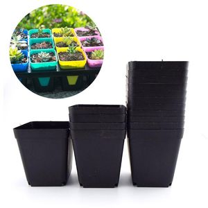 Macetas, 20/50 Uds., Mini maceta de plástico de Color negro con flores cuadradas para jardín, maceta pequeña para vivero para plantas suculentas y verduras