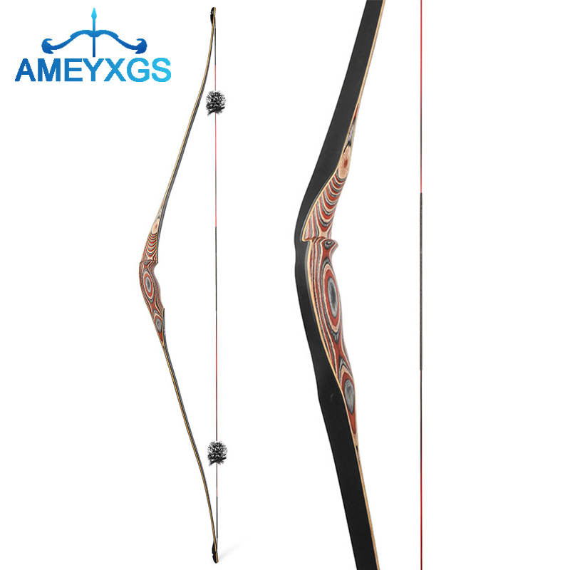 20-55lbs Archery Traditional Bow Triangle Bow Color Wooden Laminated One-piece Bow for Outdoor Hunting Shooting Accessories