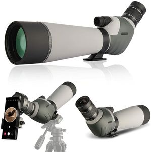 Telescopio terrestre de 20-60x80, resistente al agua, Zoom de enfoque dual BAK4, ocular en ángulo de 45 grados con revestimiento múltiple completo para observación de aves