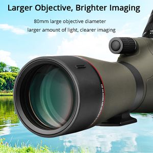 Freeshipping 20-60x80 Spotting Scope Zoom Stikstof Gevuld Waterbestendig Telescoop Dual Focus Mechanisme Metalen Lichaam voor Birdwatching