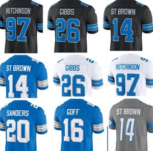 20 Barry Sanders Amon-Ra St. Brown Jared Goff Sam Laporta Jack Campbell David Montgomery Jahmyr Gibbs Jameson Williams Brand Branch Jersey Mujeres Juvenil Men jóvenes