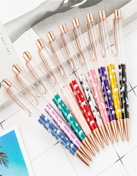 20 color Cartoon Diy Tubo vacío Boliche Metal Bole Pens Writing Gift Selfilling Floating Glitter Crystal Pen nuevo Diseño5798820