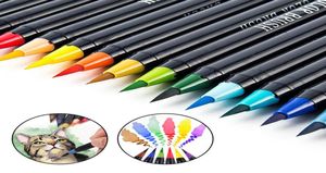 20 Marcadores de color Juego de bolígrafos de pintura de acuarela Kit de pluma de cepillo suave para arte de arte Manga Comic Calligraphy Marker Y2007092577510