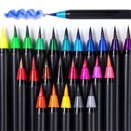 Ensemble de stylos à pinceaux doux pour peinture Premium, 20 couleurs, marqueurs à aquarelle, effet pour livres à colorier, Manga, bande dessinée, calligraphie, 231220