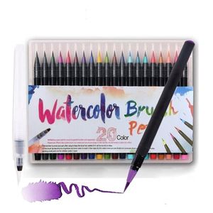 Ensemble de stylos pinceaux aquarelle 20 couleurs avec stylo à colorier à eau rechargeable pour dessin peinture calligraphie art cadeau pour enfants A6901 210226