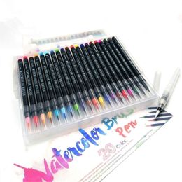 20 kleur waterverf schilderen markeringen pen premium zachte borstel set kleurboeken manga komische kalligrafie kunst marker y200709