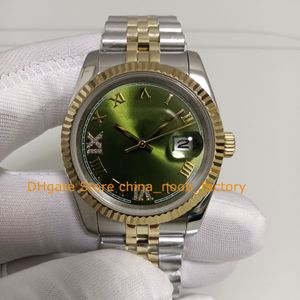 20 colores con caja Reloj para mujer Hombres de tamaño mediano para mujer 36 mm 18 k Oro amarillo Verde Diamante romano Dial Pulsera Señoras Relojes para damas Relojes de pulsera