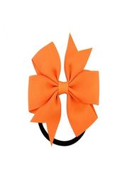 20 kleuren 8 cm vaste cheerleading lint bogen grosgrain juichen bogen stropdas met elastische band meisjes rubber haarband TFJ4433443024