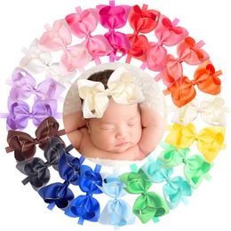 20 kleuren baby meisjes hoofdbanden 6 inch haarbogen grosgrain lint 6 "grote boog zachte hoofdbanden voor pasgeboren baby's peuters