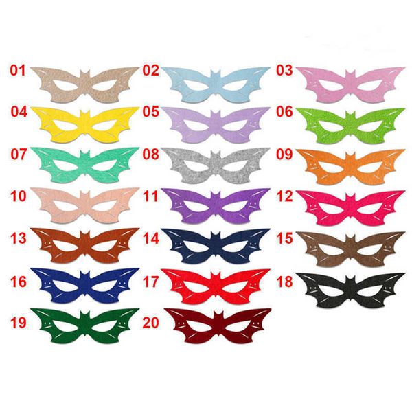 20 couleurs batte half-face masque Halloween Hair Bijoux Cosplay chauve-souris Masques Masques Dames Dance Accessoires