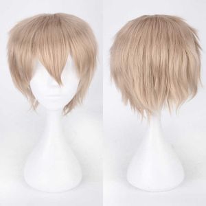 20 Couleurs Noir Blanc Violet blond Rouge Cheveux Courts Cosplay Perruque hommes femmes Parti AMINE courte droite Perruques pour garçons filles Y0913