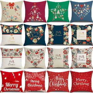 20 kleuren decoratieve kussensafdekkingen voor kerstlinnen kussens 45 * 45cm Santa Printed kussensloop W-00803