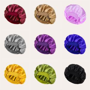 20 couleurs Satin large bande nocturne bonnet pour femmes hommes mènes de sommeil élastique Bonnet Hair Care Decor Accessoires