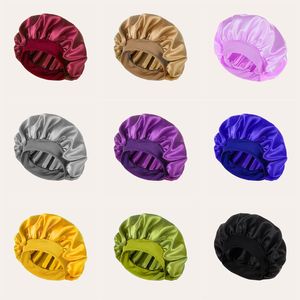 Gorro de noche de banda ancha de satén de 20 colores, gorro para mujeres y hombres, gorros elásticos para dormir, gorro, accesorios de decoración para el cuidado del cabello