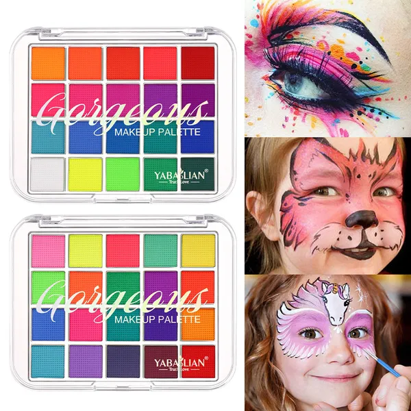 Paleta de maquillaje de escenario de 20 colores, paleta de pintura corporal, sombra de ojos de Halloween, paleta de Maquillaje facial, paleta todo en uno