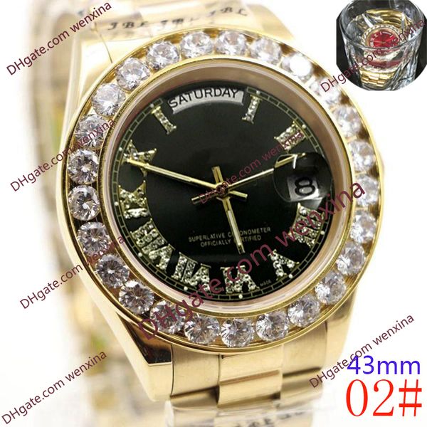 Reloj de alta calidad de 20 colores, reloj mecánico automático de 43mm, relojes de lujo, reloj de diamantes de acero inoxidable 2813, relojes impermeables para hombre