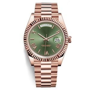 20 colores de alta calidad, amarillo, rosa, oro, presidente, cara, fecha grande, mecánico automático, reloj impermeable, relojes de acero inoxidable para hombre