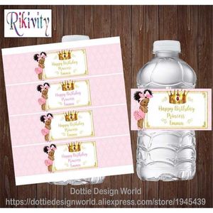 20 Custom Dark Royal Girl Princess Cumpleaños Botella de agua Vino Champagn Etiquetas Candy Bar Wrapper Etiqueta Baby Shower Decoración 211122