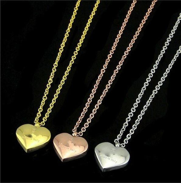 20 design mix Haute Qualité Élégant Mode petit grand pendentif coeur collier En Acier Inoxydable Or argent rose Plaqué lettre Bijoux Pour filles Femmes en gros