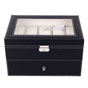 20 grilles PU en cuir Boîte Boîte à boîtier Professionnel Organisateur de porte-horloge Boîtes de rangement de bijoux Boîtes de rangement affichage 221a